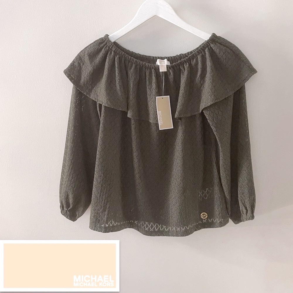 NWT MICHAEL Michael Kors Off-Shoulder Stretchy Top Fits Sz XS-S